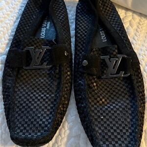 LV LOGO Checkered Black Loafers for Men
